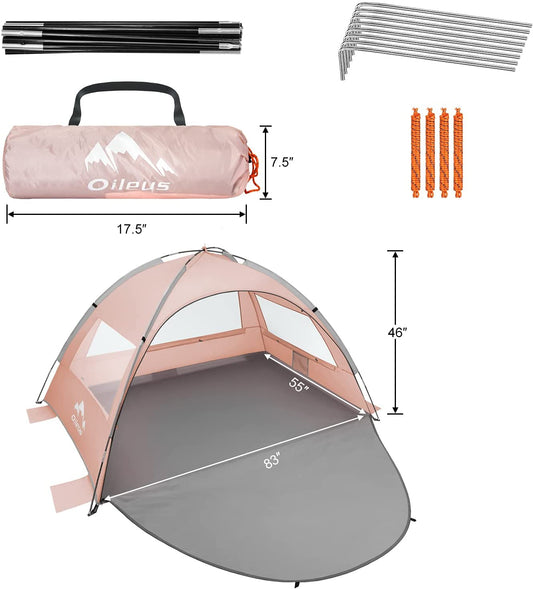 Portable camping tent for 2 or 3 people, Pink