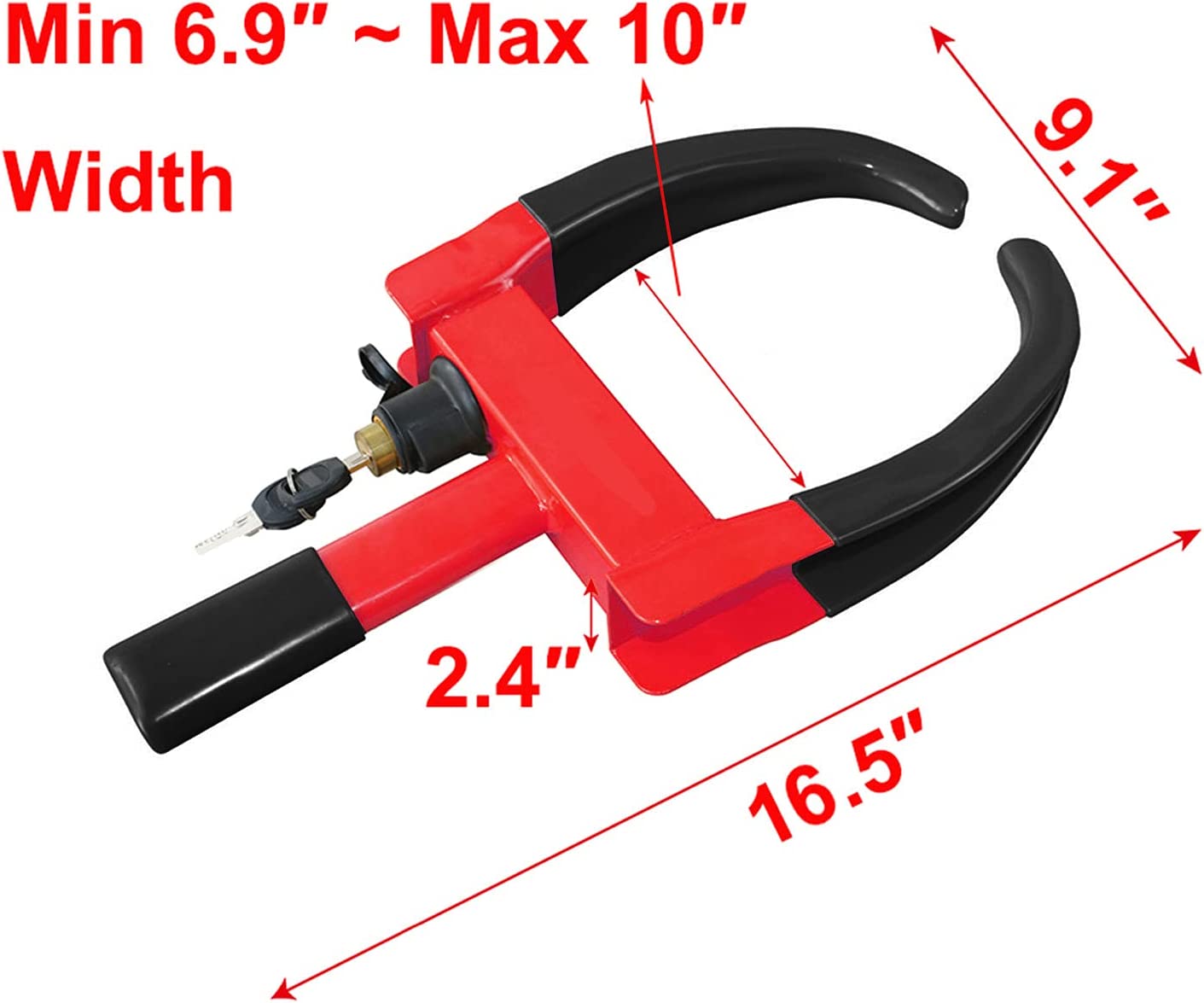 Universal Tire Safety Lock for 10" Tires and 7.5" Reach, Red