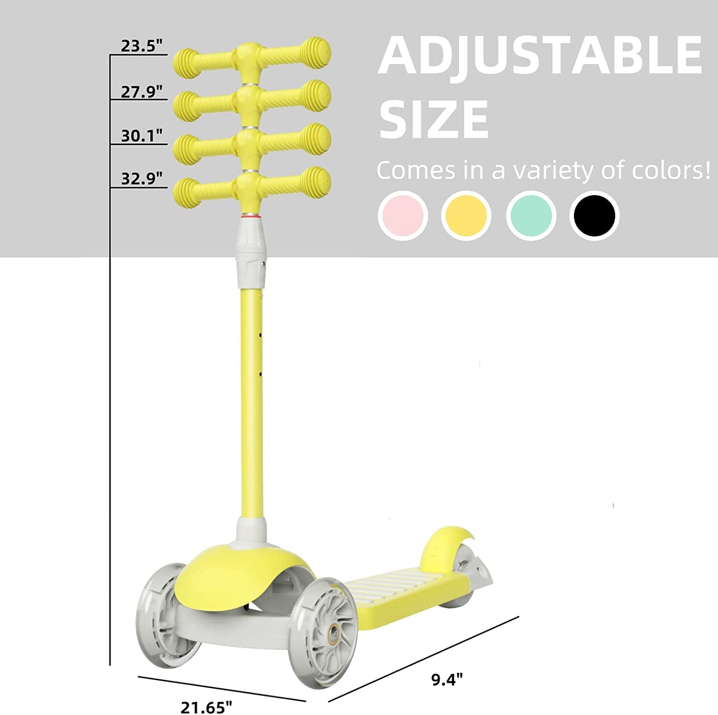 scooter with light up wheels for children color: yellow