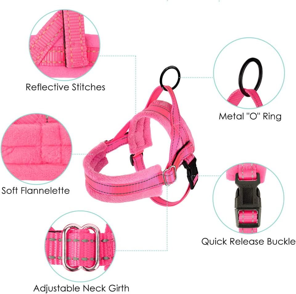 Pet Walking Harness and Leash, S (Chest 17.5'' ~ 22'') Pink