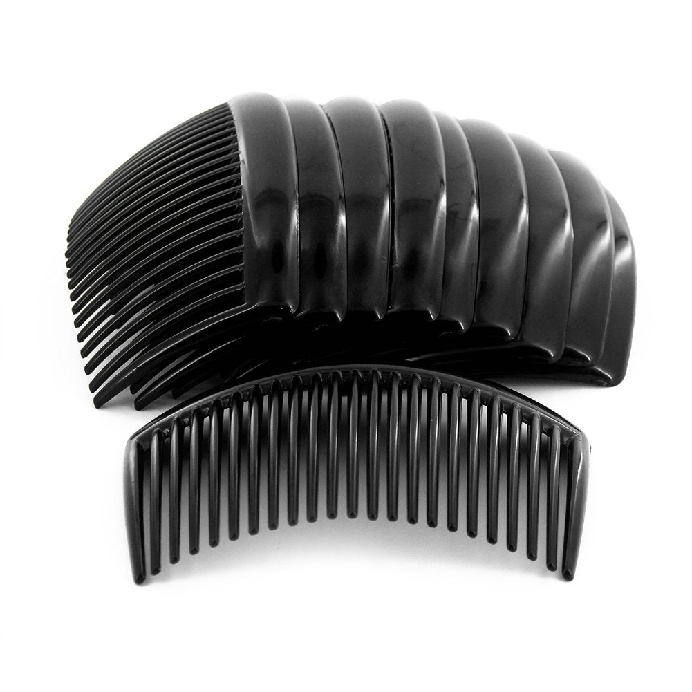 Hair clip with tooth comb, (12 pieces) color: black