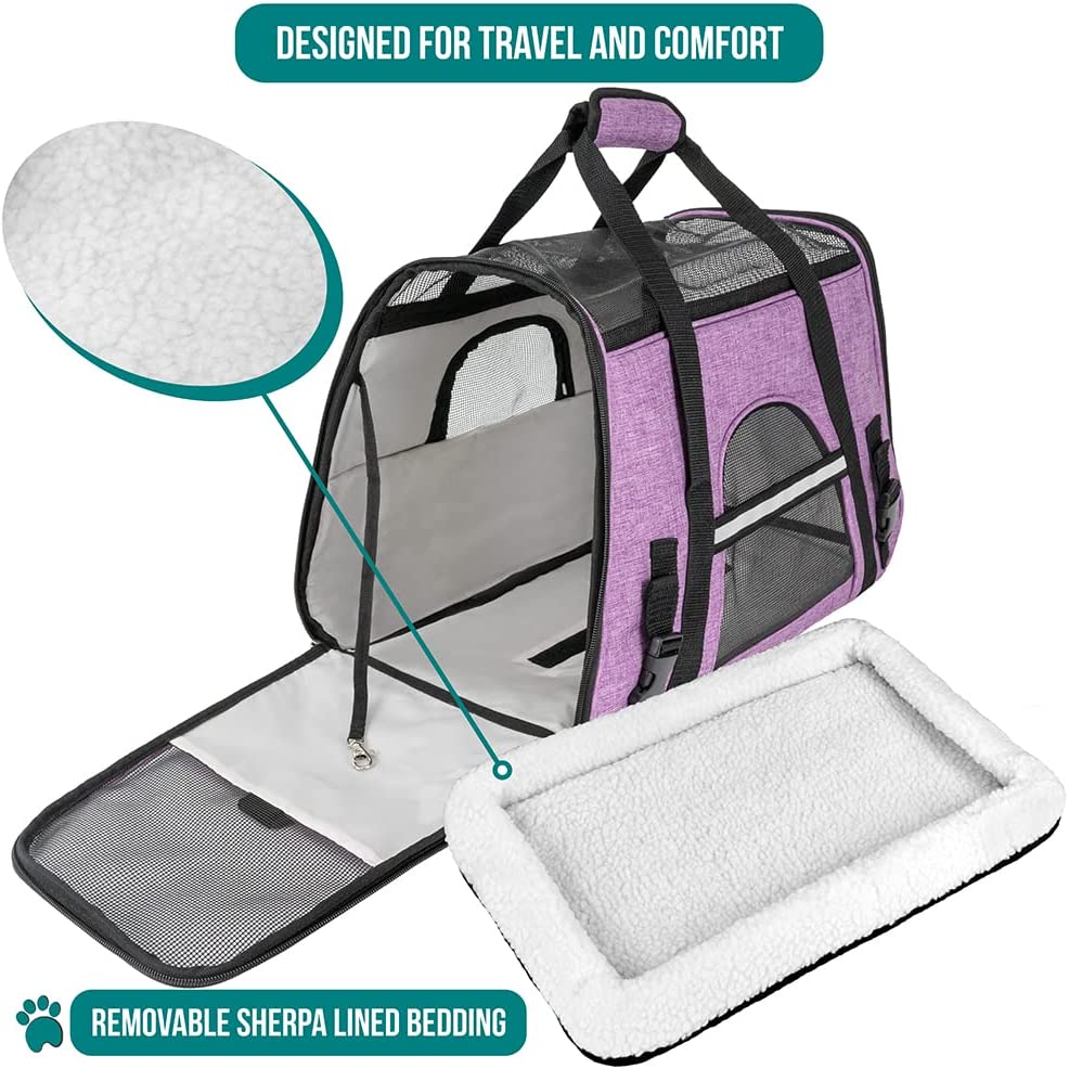 Comfortable and ventilated design pet travel carrier, Purple