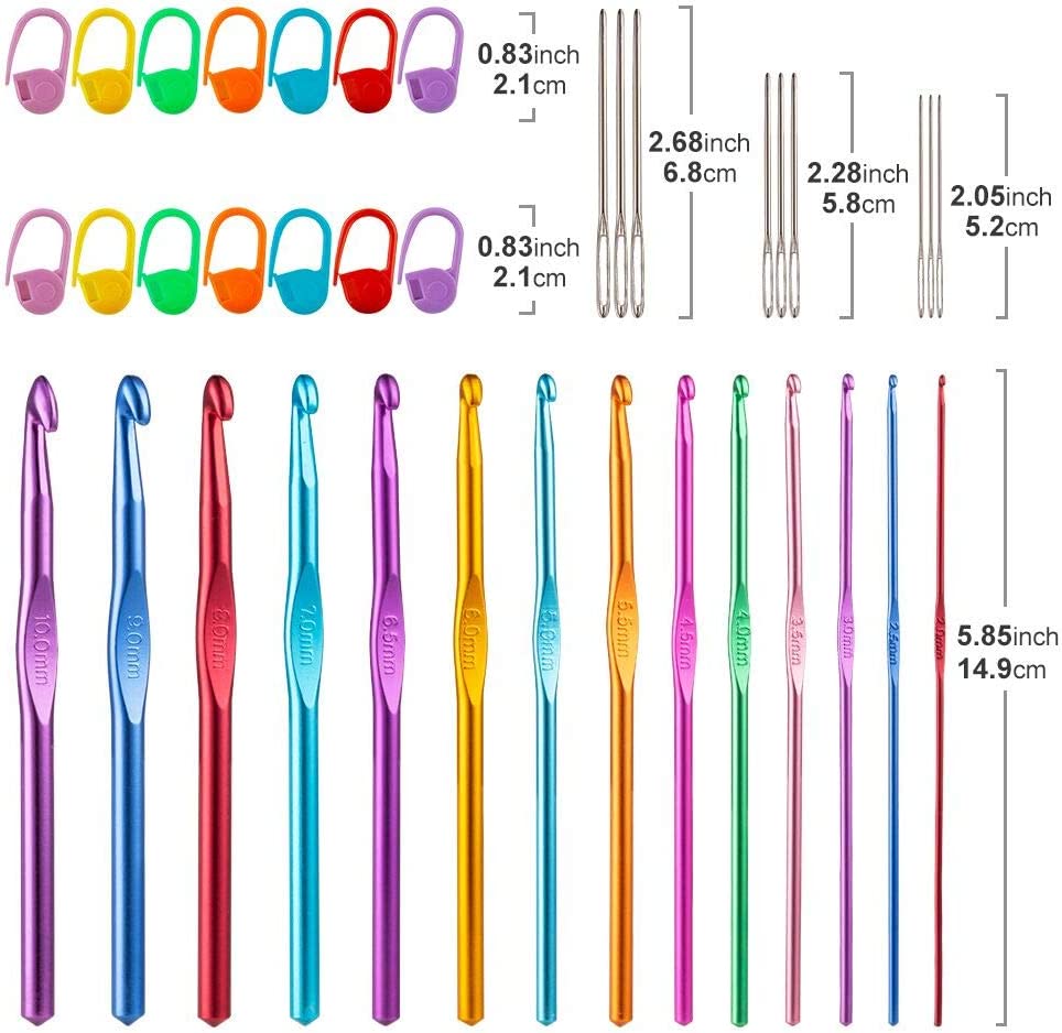 14pcs Crochet Hooks Set,13 Sizes