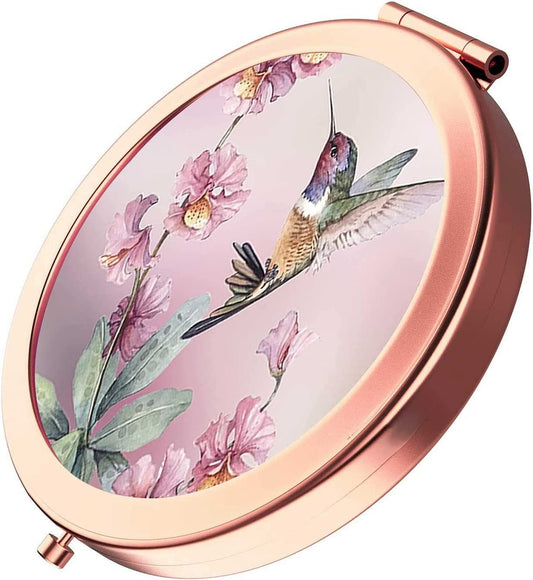 Double Sided Portable Mini Pocket Mirror, Hummingbird