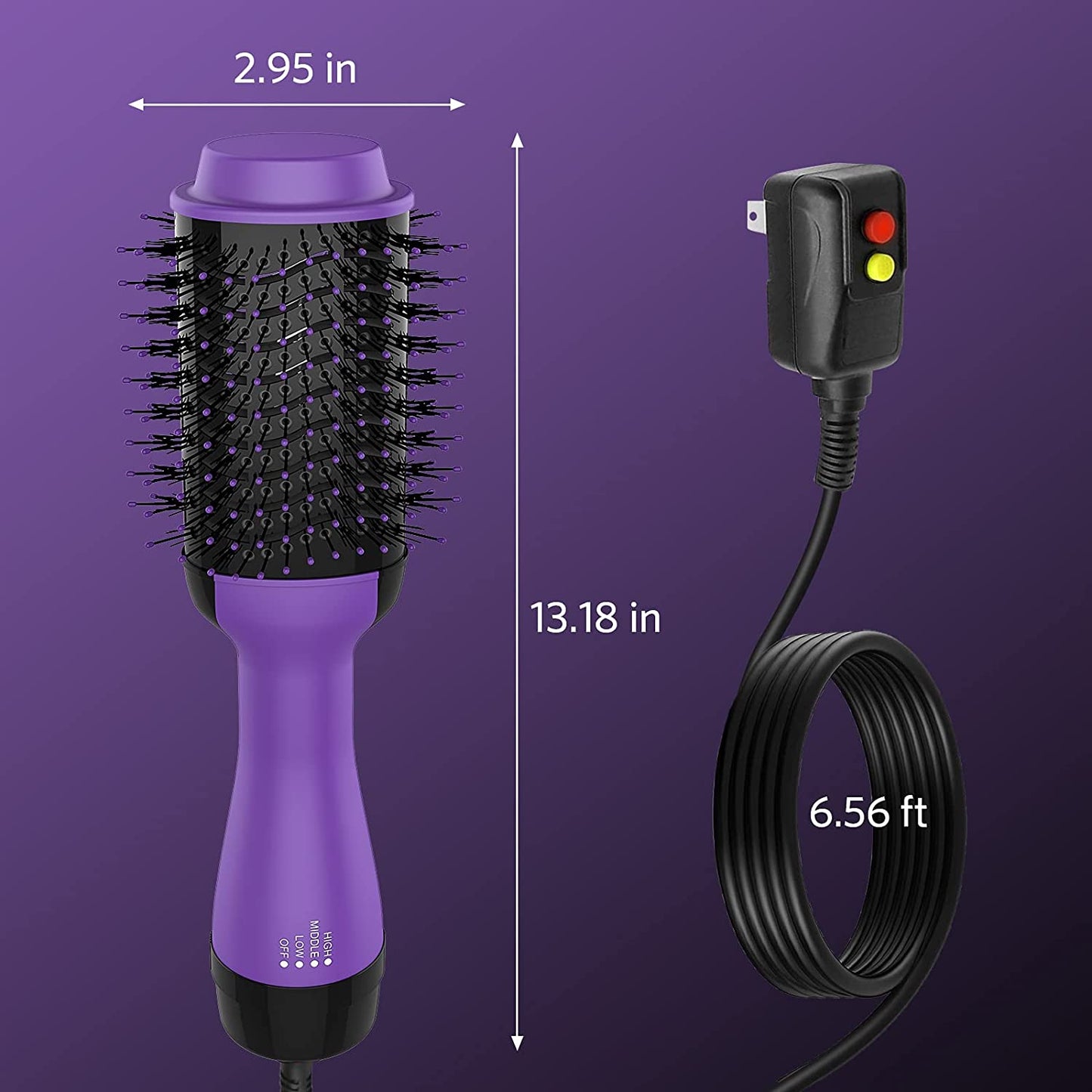 Hair dryer brush, straightener and curler 2 in 1 (purple)