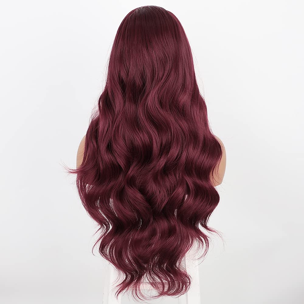 Wine Red Long Wavy Body Synthetic Wig