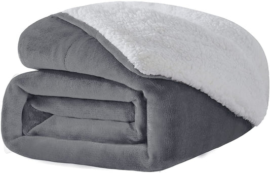 Sherpa Fleece Blanket,Twin(60" x 80")", Grey