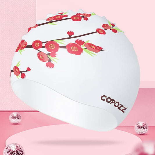 Silicone Swim Cap (Plum Blossom)