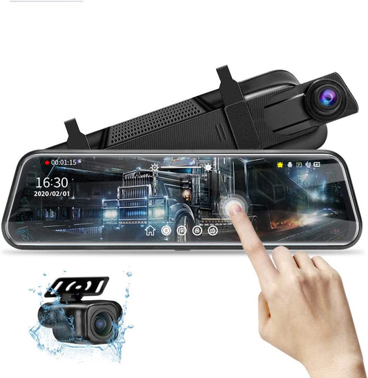 Full Touch Screen Front and Rear View Car Backup Camera, 1080P