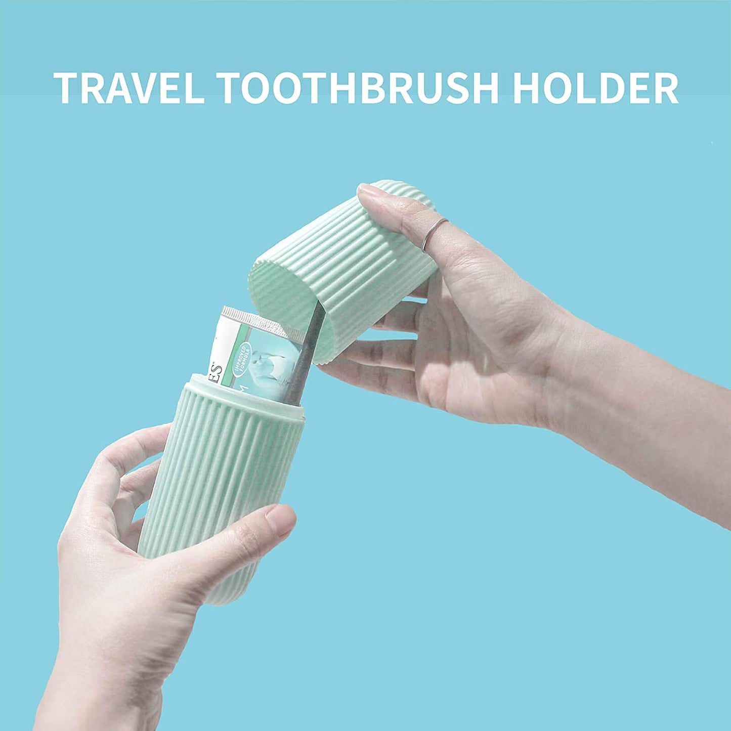 2 travel toothbrush holders, 7.7 inches long (green and gray)