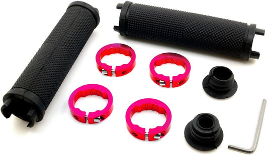 Anti-slip rubber bike grip with aluminum lock, Red