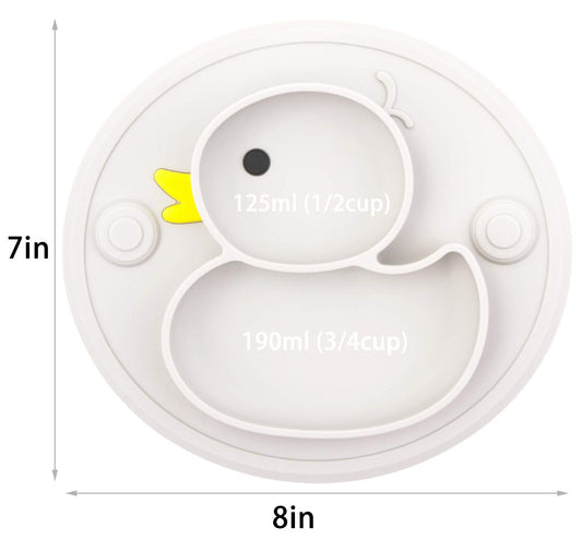 Plates for Baby, of Silicone, Duck, Color Gray