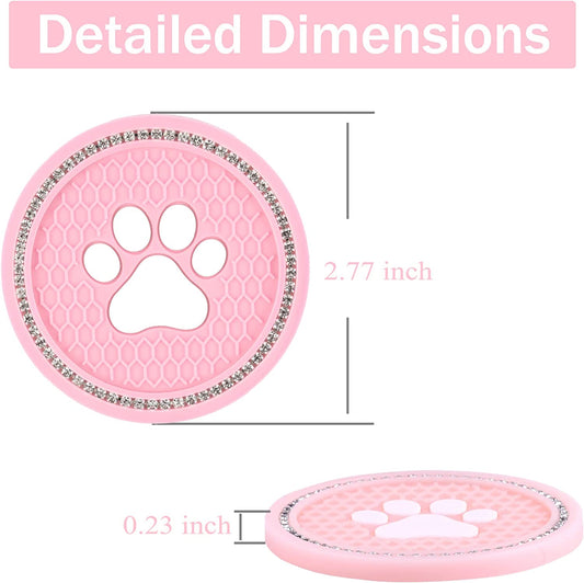 2 Car coasters with glass leg, pink