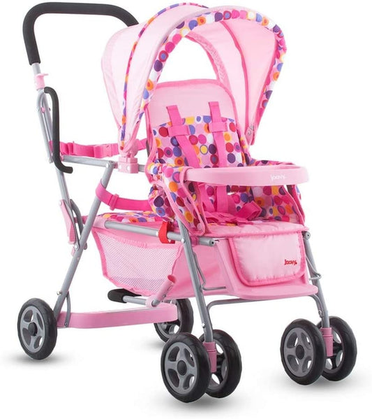 Doll Stroller, Doll Accessory (Pink Dot) 13.9 x 6.6 x 27.5 inches