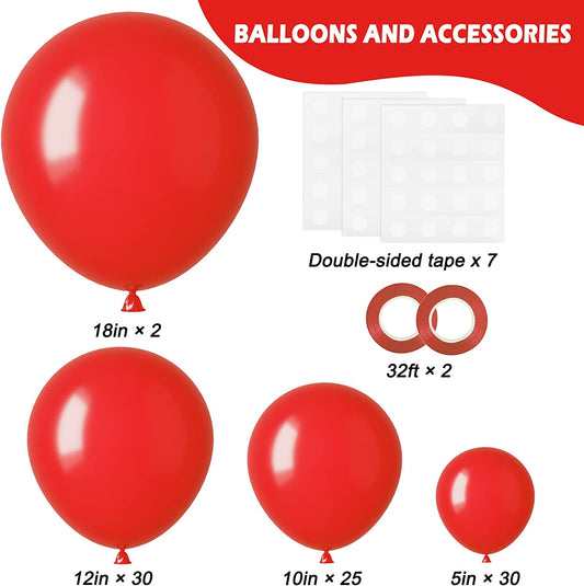 87 red balloons of different sizes 18 12 10 5 inches