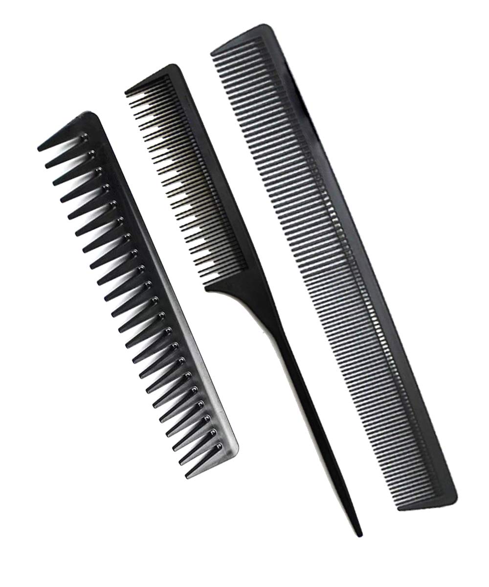 3 pack professional comb for fine and normal hair (black 6)