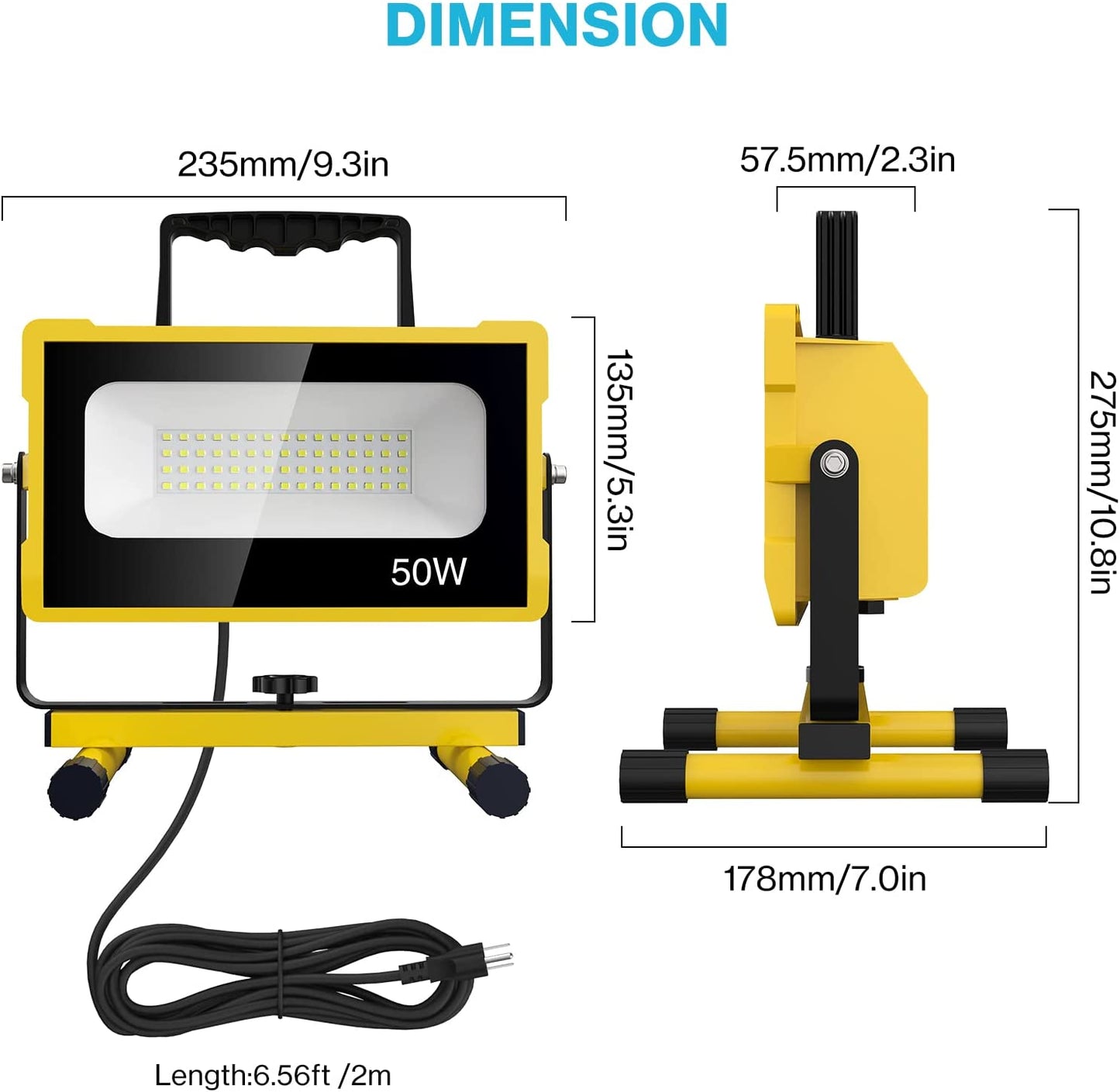 50W Led Work Light, 5000LM 2 Brightness Modes, Color Yellow