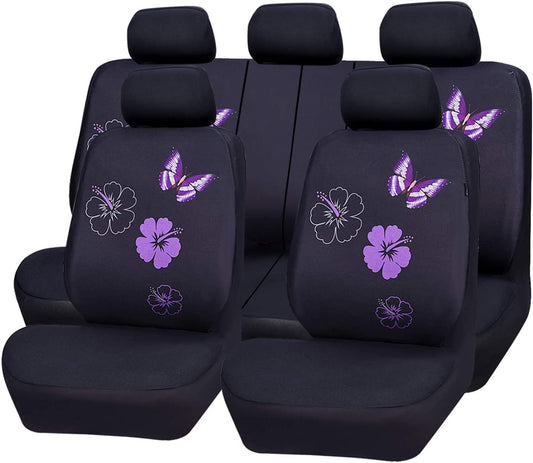 Universal car seat covers (11Pcs) Black and Purple