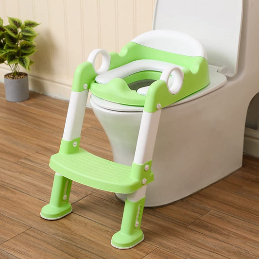 Training Toilet Seat with Stool Ladder, (Green)