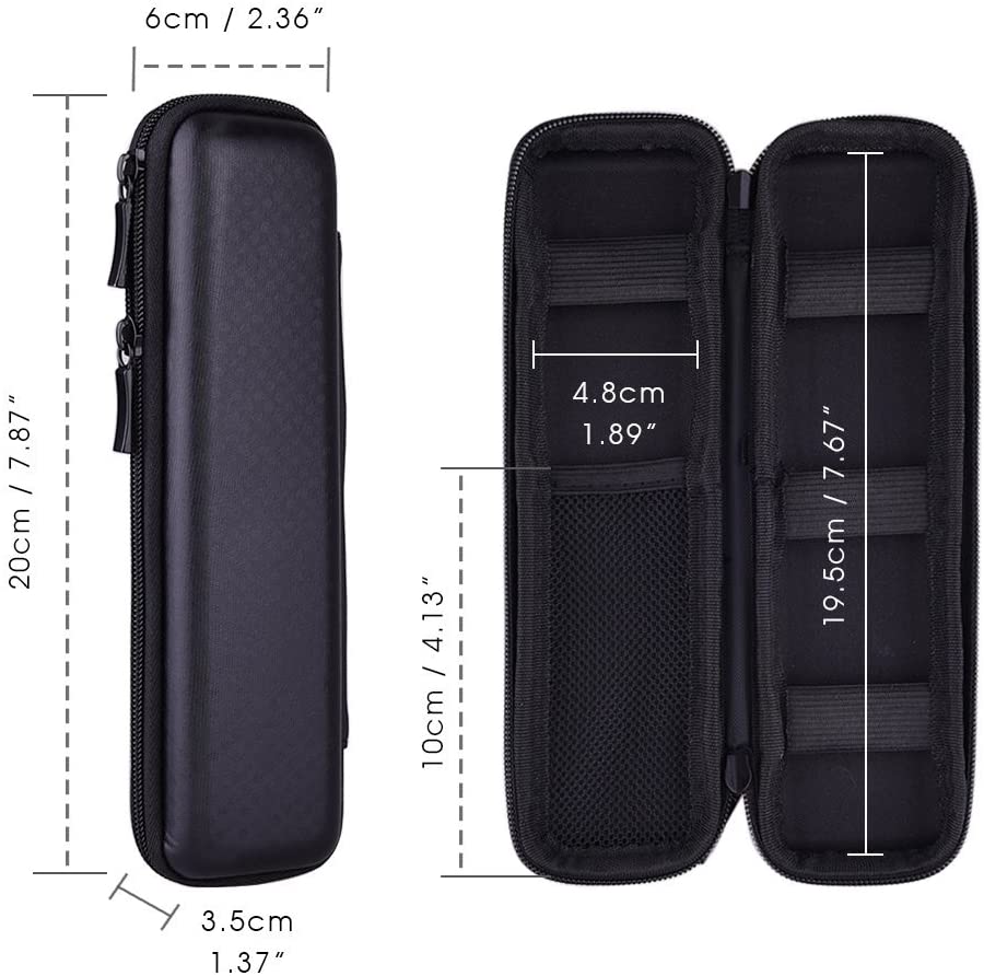 Hard Pencil Case, 7.87 x 2.36 x 1.38 inc, Color: Black