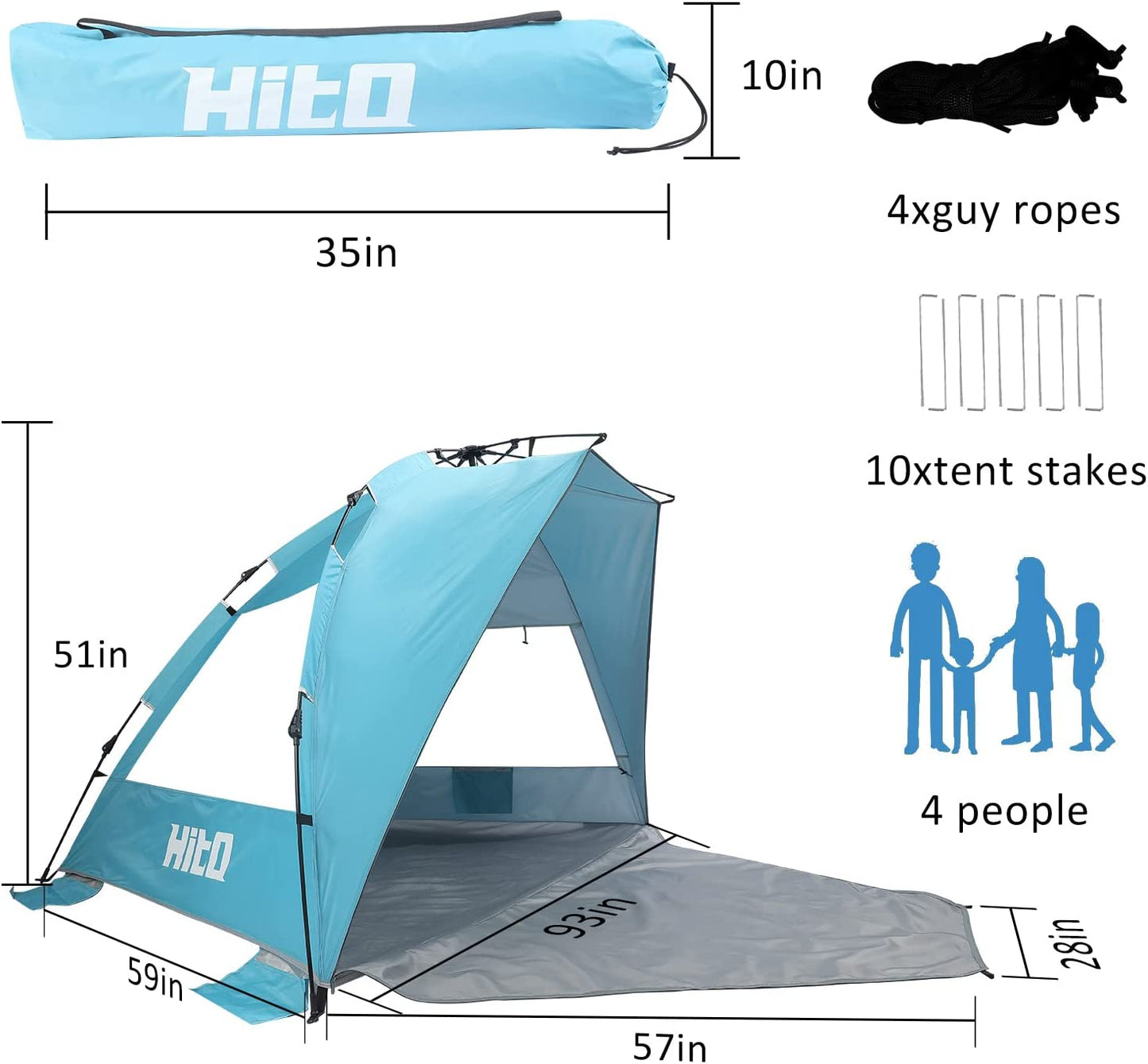 3-4 person pop up tent, Aqua