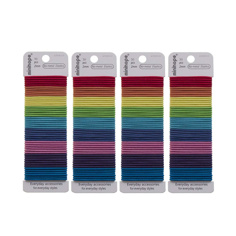 2mm elastic hair ties 200pcs, Small size Thin mixed color