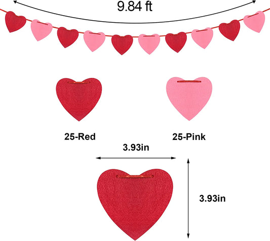 50 pcs Pink and Red Hanging String Hearts