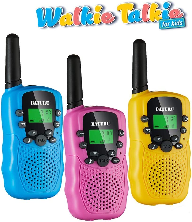 Walkie Talkie for Kids Toys (3 Pack) Blue Pink Yellow