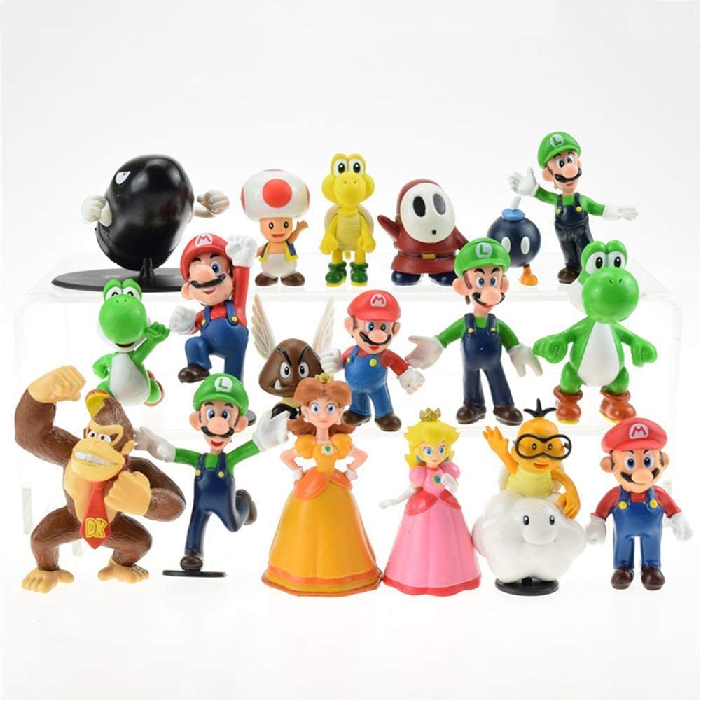 18 Pieces, set super mario bros, action Figures, size: 2"