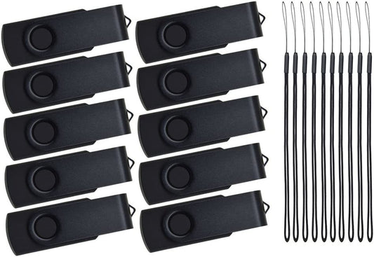 1GB USB Flash Drive 10-Pack Memory Drives (Color: Black)