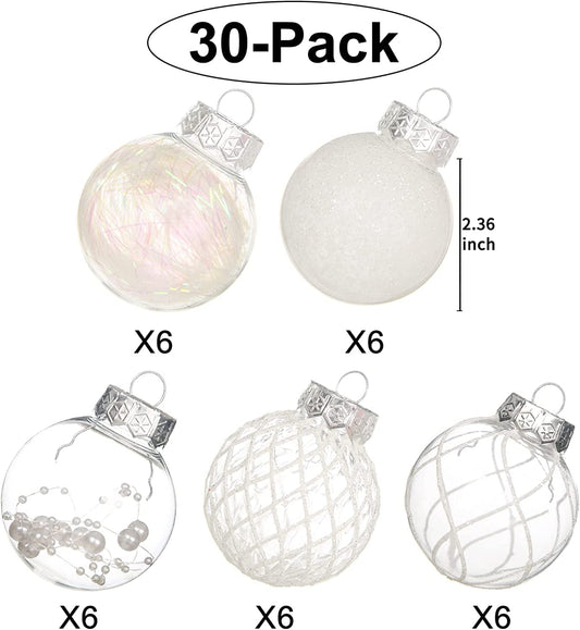 Clear Christmas Ball Ornaments, 30ct, 2.36in