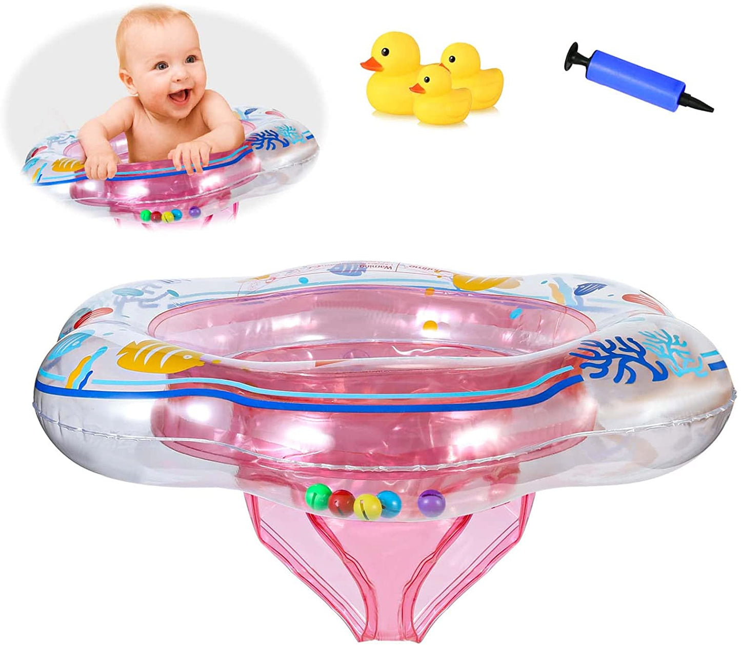 Baby floats for swimming pool, with safety seat, Color: Pink