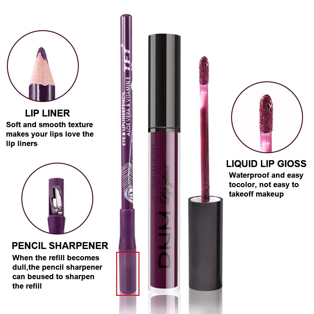 2Pcs Matte Light Purple Lip Liner and Lipstick Makeup Set