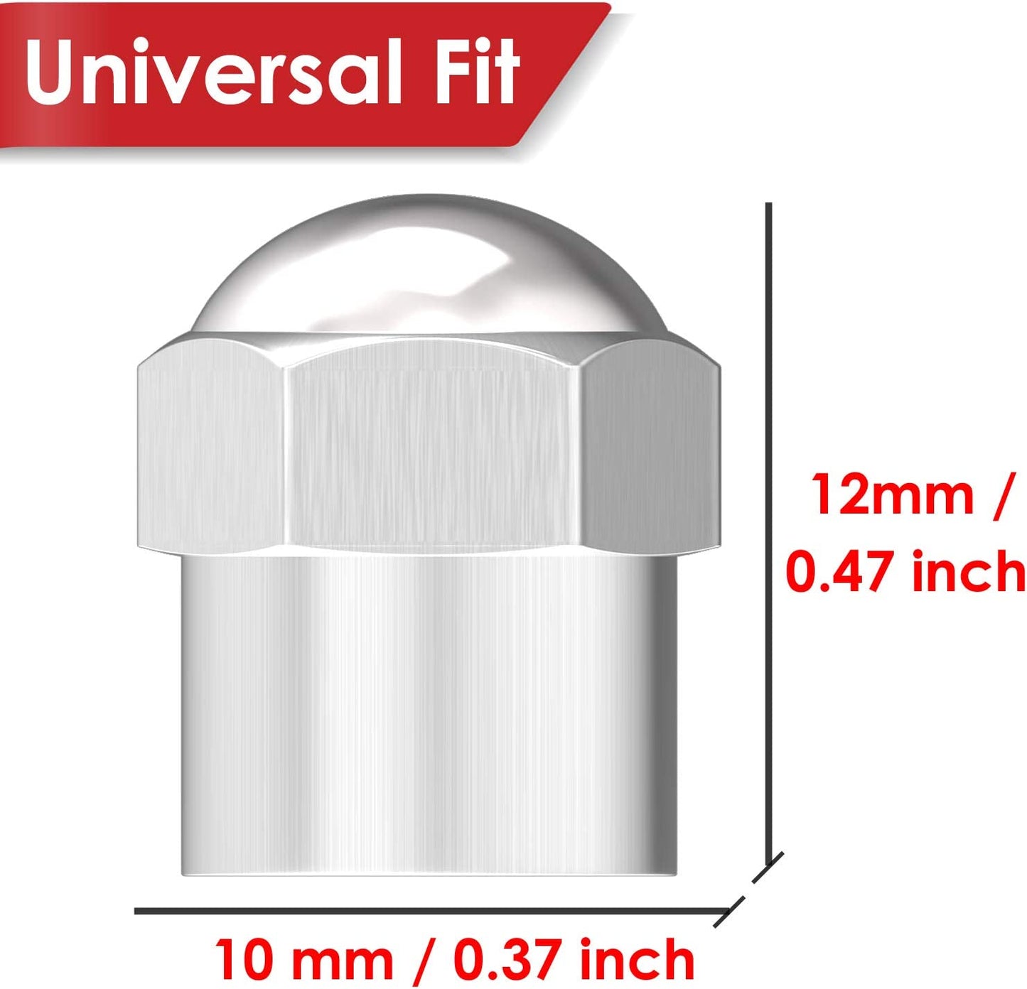 Tire Valve Stem Caps (Chrome Round Top (8-Pack))