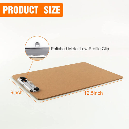 Pack of 15 Hard Cardboard Office Clipboards, A4 Size with Clip