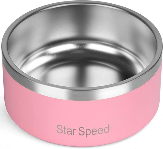 Stainless Steel Pet Bowl, Color: Pink, 64oz