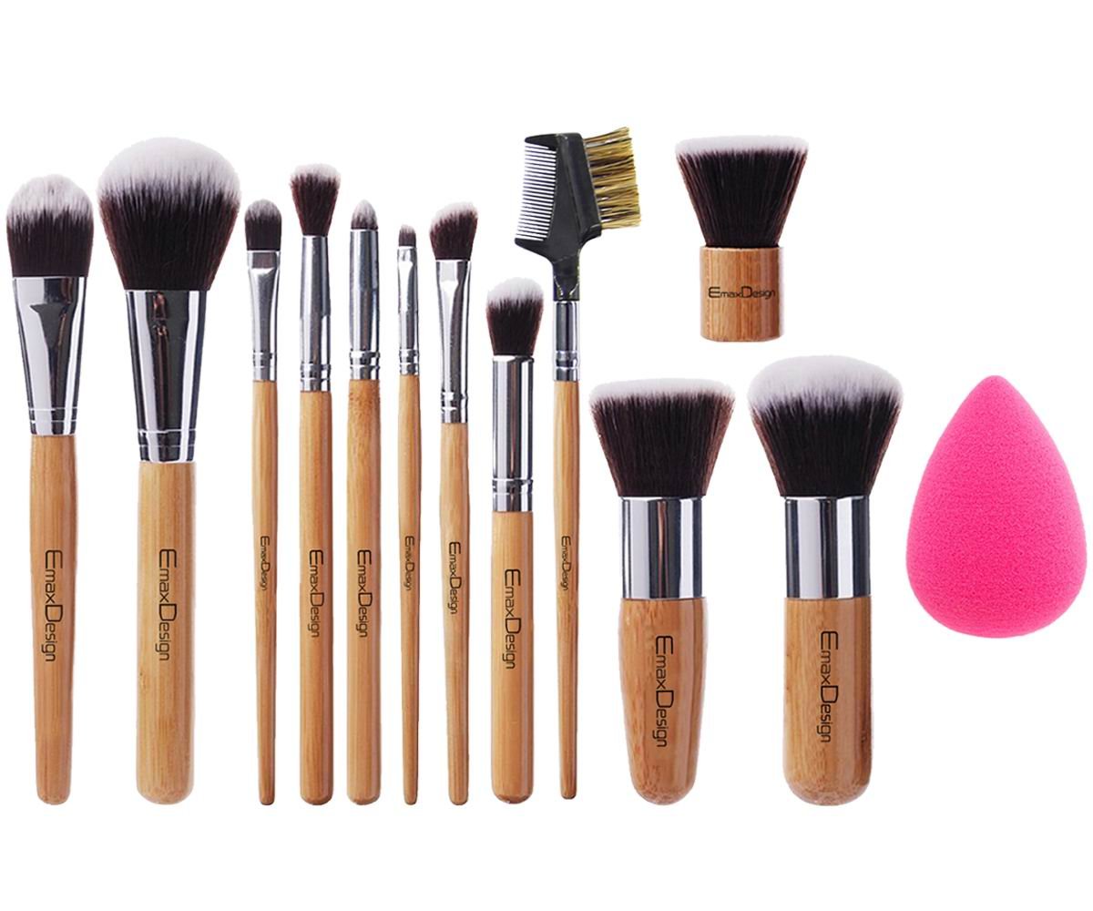 12 Pcs Makeup Brush Set, Sponge Blender (Rose Red)