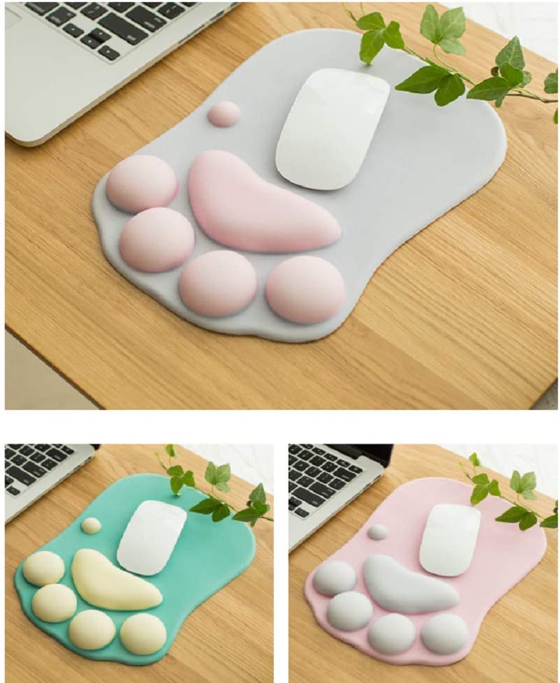 Cat Paw Pattern Mouse Pad (10.7 x 7.8 x 0.9 inches) (Pink)