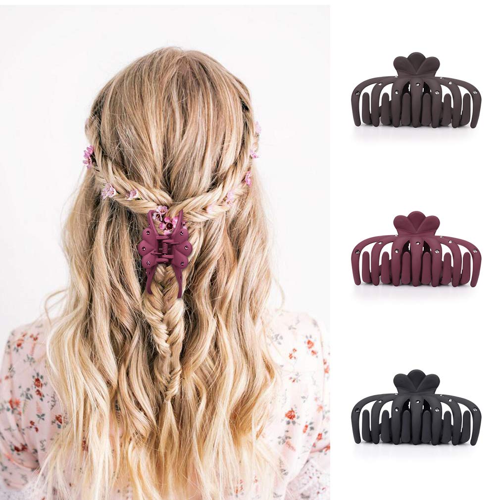 3 Medium Non-slip Hair Clips, 3 Colors Available