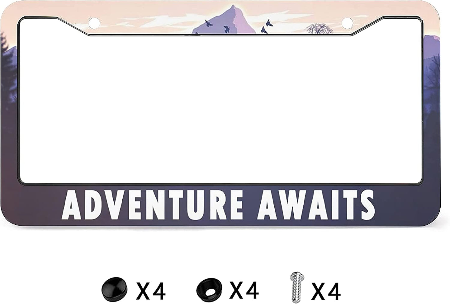 Car License Plate Frame, Adventure Awaits 12" x 6"