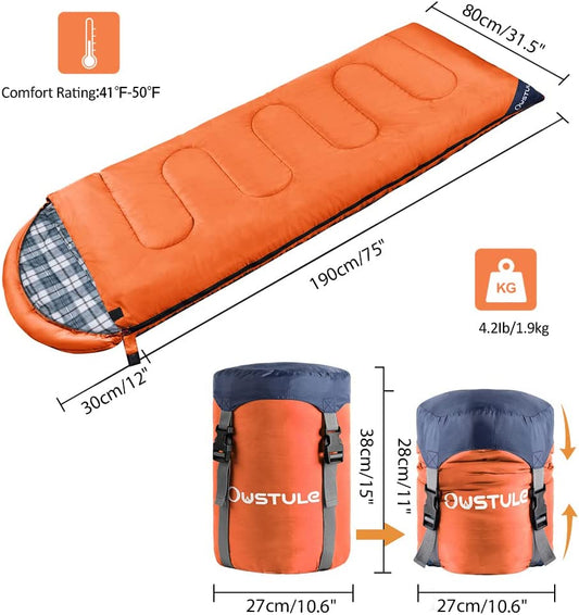 3 Season Compact Waterproof Sleeping Bag, (Blue)