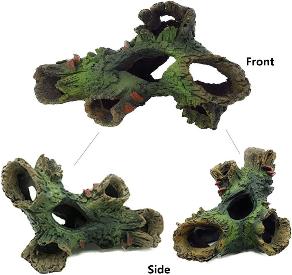 Decaying log aquarium decoration made of resin, 3pcs