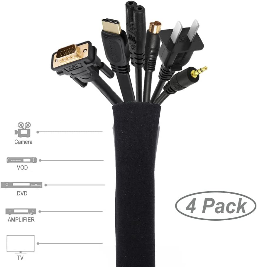 19-20 Inch Cable Organizer, Black, 4 Pack