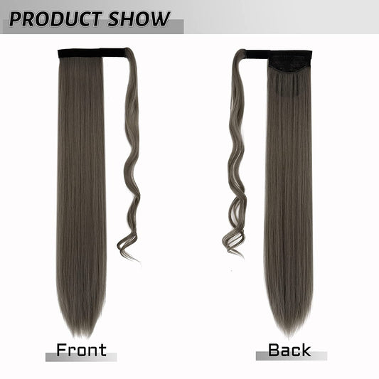 29 inch long blonde ponytail extension (Grey)