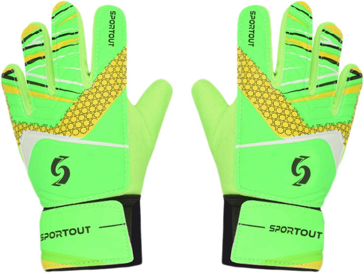 Goalkeeper gloves, with double protection, Green-2, Size 5