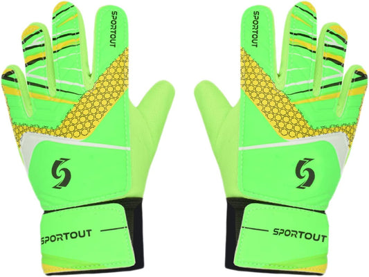 Goalkeeper gloves, with double protection, Green-2, Size 5