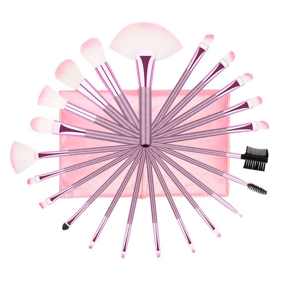 22 Piece Makeup Brush Set, Professional Pink Brushes, with Bag