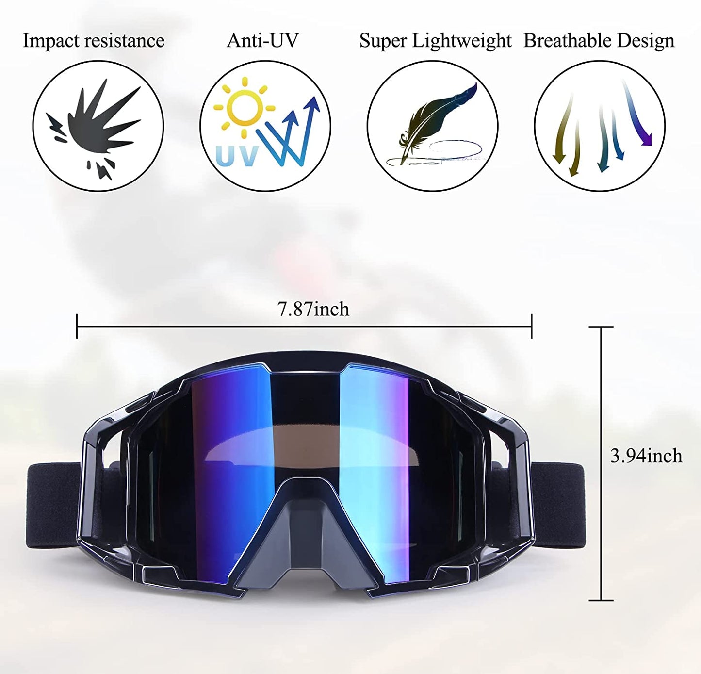 Motocross goggles, (black frame + lens)