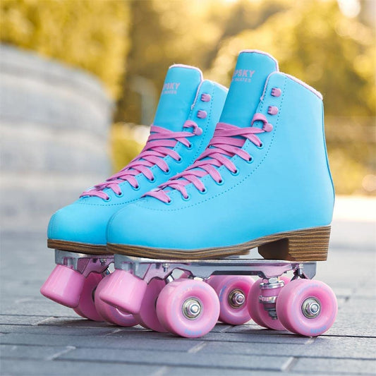 Retro 4-wheel roller skates size #8, (color: blue)