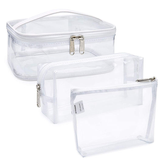 3-Piece Makeup Case, Waterproof Organizer, Clear